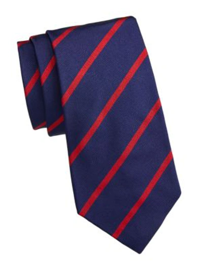 Shop Ralph Lauren Men's Striped Silk Tie In Navy
