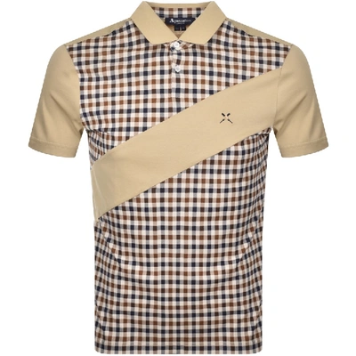Shop Aquascutum Grantham Club Check Polo T Shirt Beige