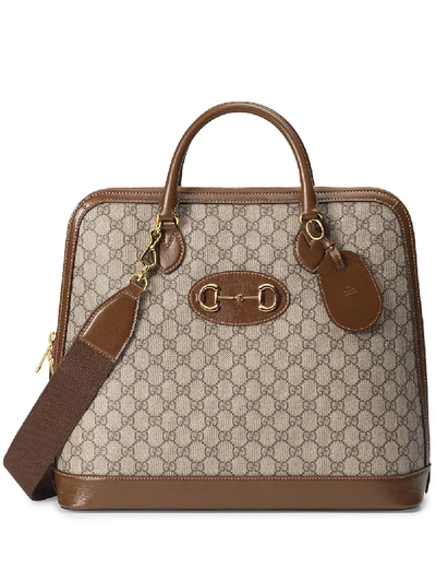 Shop Gucci 1955 Horsebit Holdall In Brown