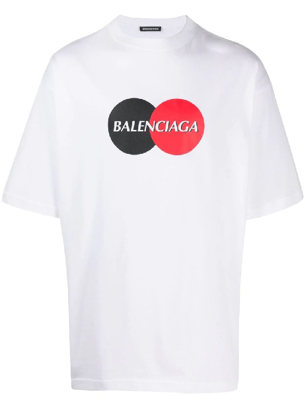 Balenciaga Contrasting Circle Logo Graphic Print T-shirt White | ModeSens