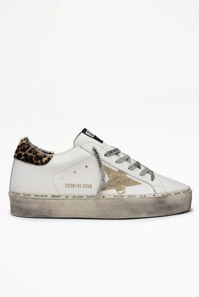 Shop Golden Goose Sneakers Hi Star White Leather-gold Star-logo Lace