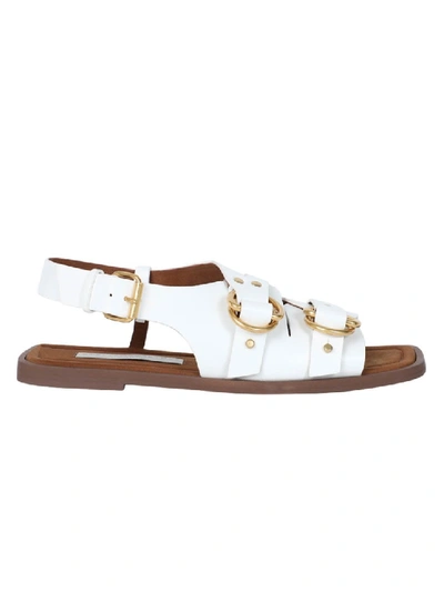 Shop Stella Mccartney White Buckled Pakri Sandals In Neutrals