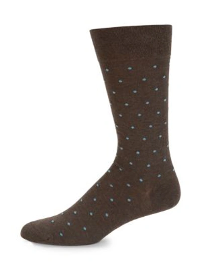 Shop Marcoliani Men's Tropez Dot Knitted Socks In Coffee