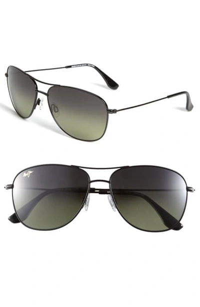 Shop Maui Jim Cliff House 59mm Polarizedplus2 Metal Aviator Sunglasses In Gloss Black
