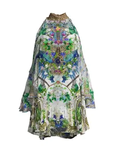 Shop Camilla Moon Garden Neck-tie Cold-shoulder Dress