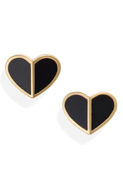 Shop Kate Spade Heart Stud Earrings In Black
