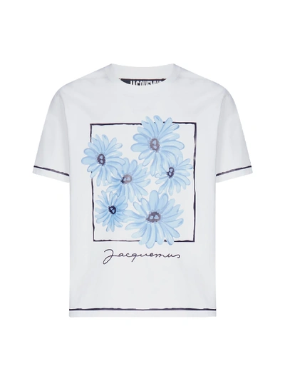Shop Jacquemus Short Sleeve T-shirt In Print Blue Flowers
