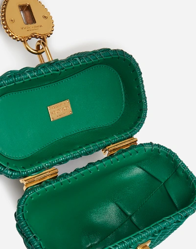 Shop Dolce & Gabbana Shoulder And Crossbody Bags - Dolce Heart Box In Painted Wicker In Green