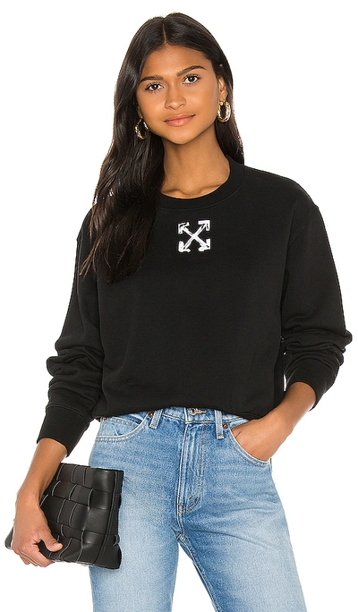 Shop Off-white Spray Arrow Crop Crewneck In Black & White