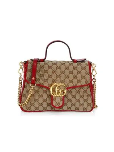 Shop Gucci Gg Marmont Small Top Handle Bag In Cherry Red