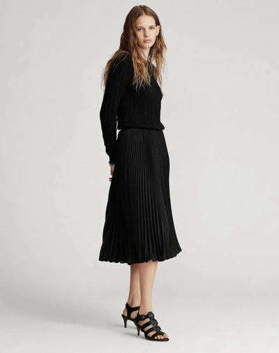 Shop Polo Ralph Lauren Pleated Midi Skirt Woman Midi Skirt Black Size 6 Polyester
