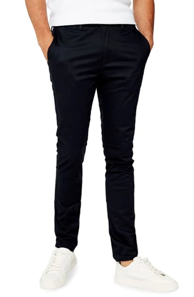 Shop Topman Smart Skinny Fit Chino Pants In Navy Blue