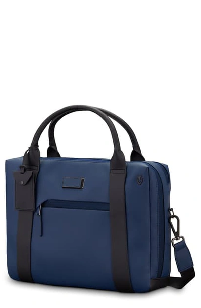 Shop Vessel Signature 2.0 Faux Leather Briefcase In Pebbled Navy/ Black