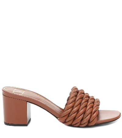 Shop Valentino The Rope 60 Leather Sandals In Brown