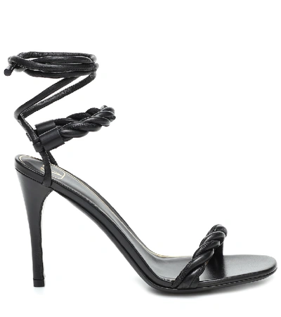 Shop Valentino The Rope 100 Leather Sandals In Black