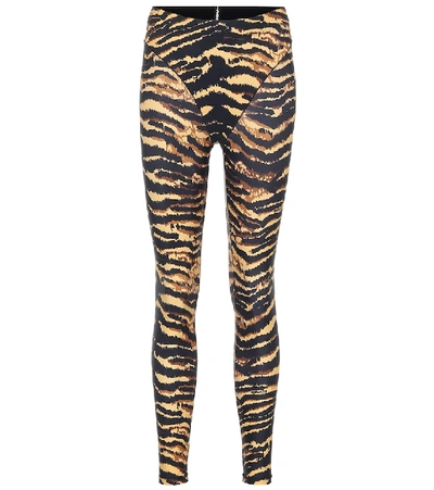 Shop Adam Selman Sport French Cut Tiger-print Leggings In Black