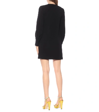 Shop Gucci Embellished Stretch-crêpe Minidress In Black
