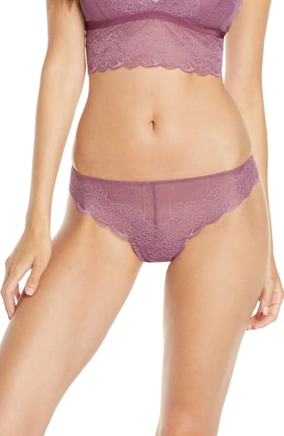 Shop Madewell Lace Tanga In Warm Violet