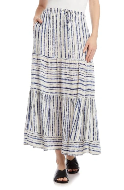 Shop Karen Kane Tie Dye Stripe Tiered Maxi Skirt In Print