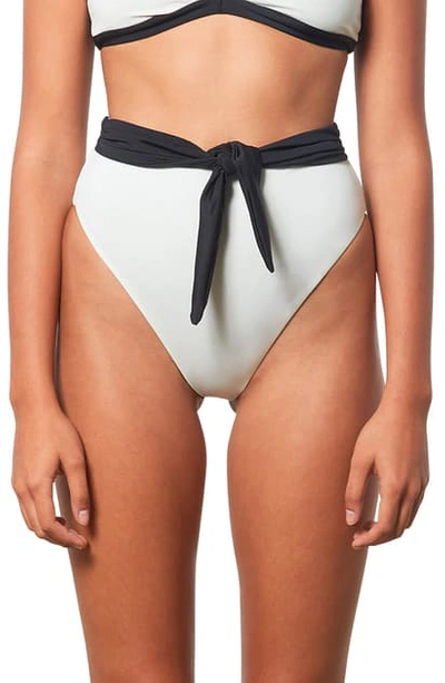Shop Mara Hoffman Goldie Tie Detail Bikini Bottoms In Cream Black