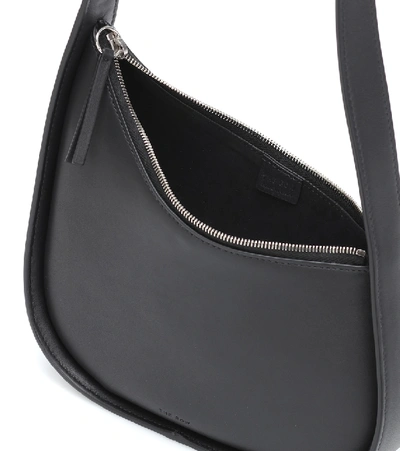 The Row Half Moon Leather Shoulder Bag In Black