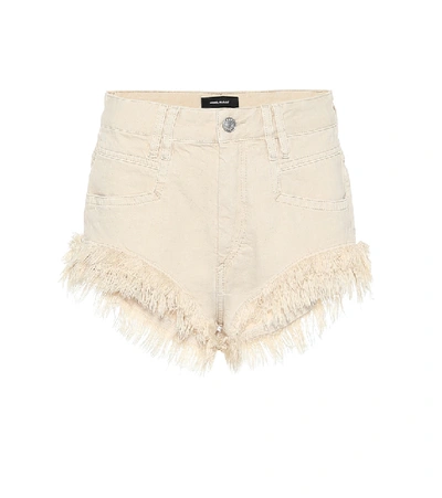 Shop Isabel Marant Eneida Fringed Denim Shorts In White