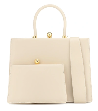 Shop Ratio Et Motus Twin Frame Leather Tote In White