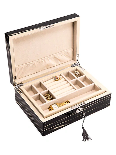 Shop Bey-berk Jewelry Box & Valet Set In Ebony