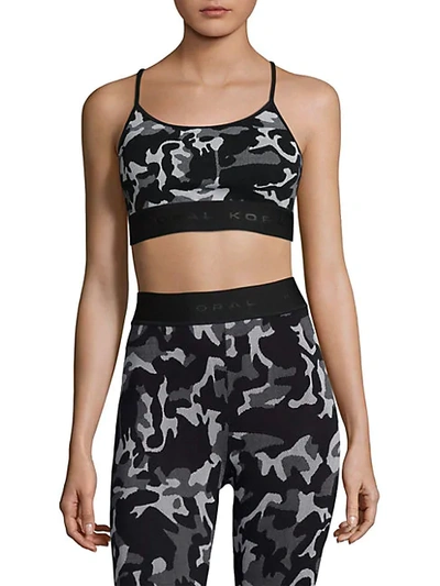 Shop Koral Sweeper Sports Bra In Black Camo