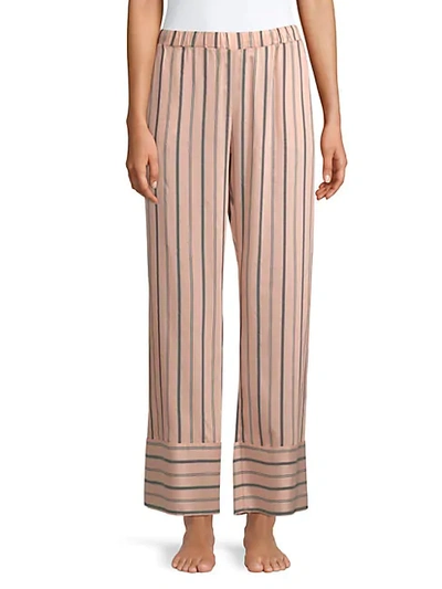 Shop Hanro Maile Striped Pajama Pants In Apricot