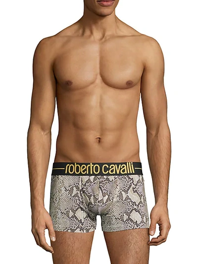 Shop Roberto Cavalli Stretch-cotton Boxer Briefs In Natural