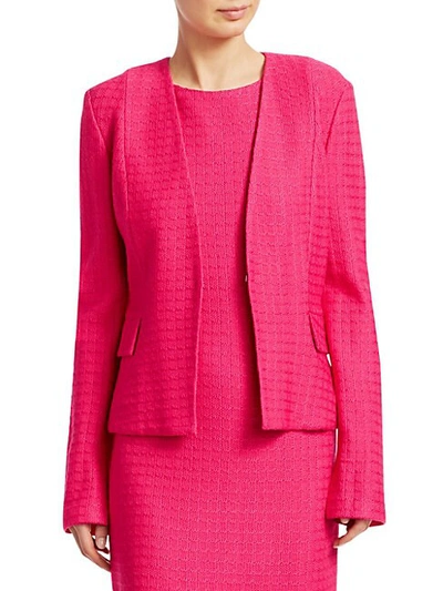Shop St John Box Texture Knit Jacket In Hot Pink