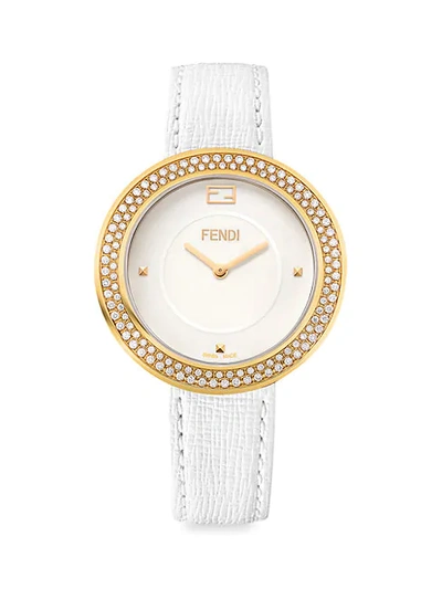 Shop Fendi My Way Goldtone Stainless Steel & Diamond Leather-strap Watch