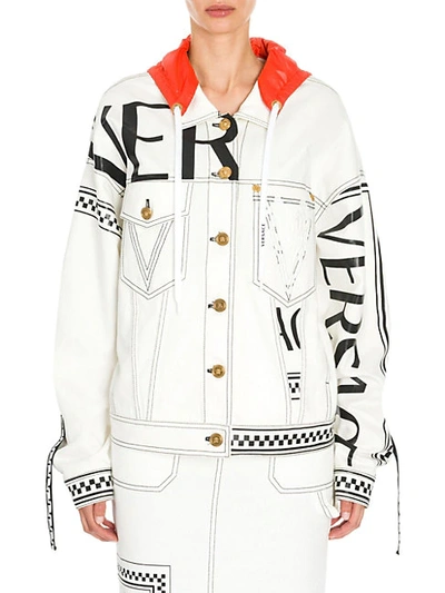 Shop Versace New Millenial Denim Jacket In White