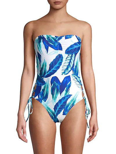 Shop Rachel Rachel Roy Oahu Palm-print 1-piece Swimsuit In Teal