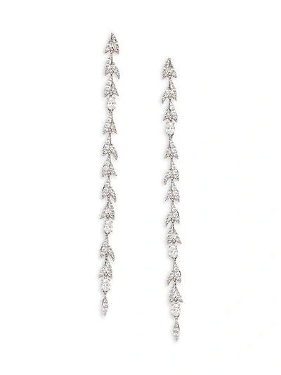 Shop Adriana Orsini Rhodium-plated & Crystal Leaf Linear Earrings
