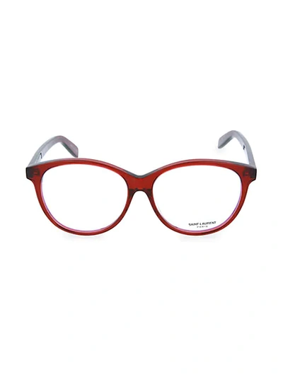 Shop Saint Laurent Core 55mm Oval Optical Glasses In Dark Burgundy