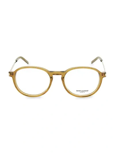 Shop Saint Laurent 51mm Oval Optical Glasses In Gold Silver