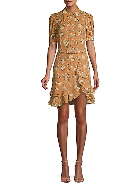 michael michael kors floral georgette shirtdress