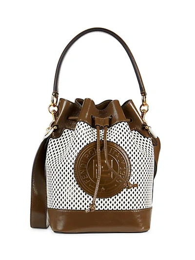 Shop Fendi Drawstring-top Leather Bag In White Rust