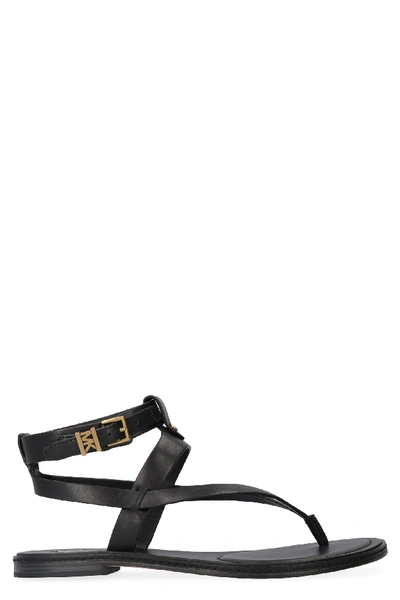 Shop Michael Michael Kors Pearson Leather Thong-sandals In Black