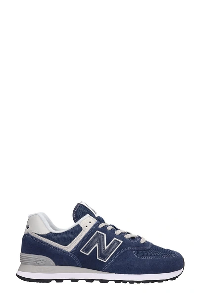 Shop New Balance 574 Sneakers In Blue Suede