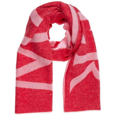 Shop Moncler Active Wool Scarf In Rosso