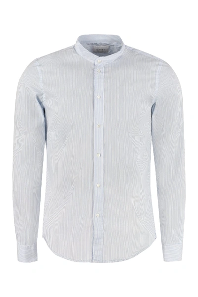Shop Dondup Mandarin Collar Cotton Shirt In Blue