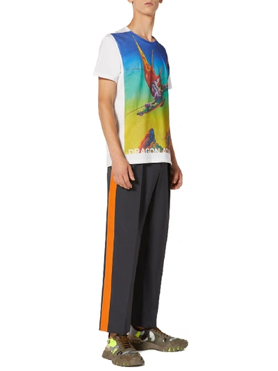 Shop Valentino T-shirt Dragon At Down In Multicolor