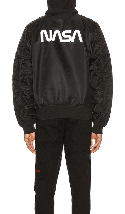 Shop Alpha Industries L-2b Hooded Nasa Ii Jacket In Black