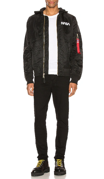 Shop Alpha Industries L-2b Hooded Nasa Ii Jacket In Black