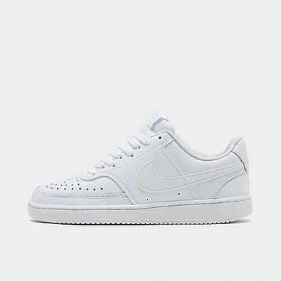 Shop Nike Women's Court Vision Low Casual Shoes In White/white/white