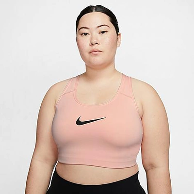 Shop Nike Women's Swoosh Medium-support Sports Bra (plus Size) In Pink