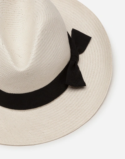 Shop Dolce & Gabbana Panama Hat In Paper Yarn In White